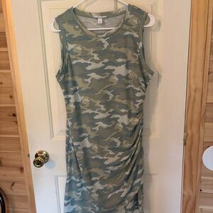 Nine West Green Camouflage Midi Dress